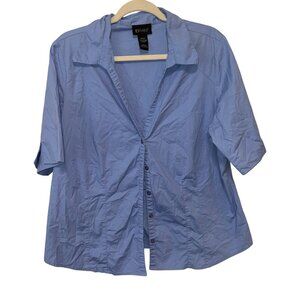Lane Bryant Womens 18/20 Blue Button-Up Half Sleeve Shirt